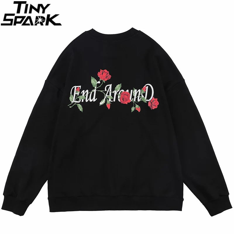Уличная Толстовка в стиле хип-хоп пуловер с принтом розы 2021 мужская повседневная