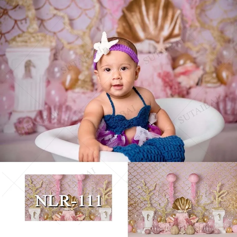 Mermaid Background Photography Birthday Party Banner Photo Gallery Booth Gallery Booth Backgroundbaby Shower Backdrop for Boy