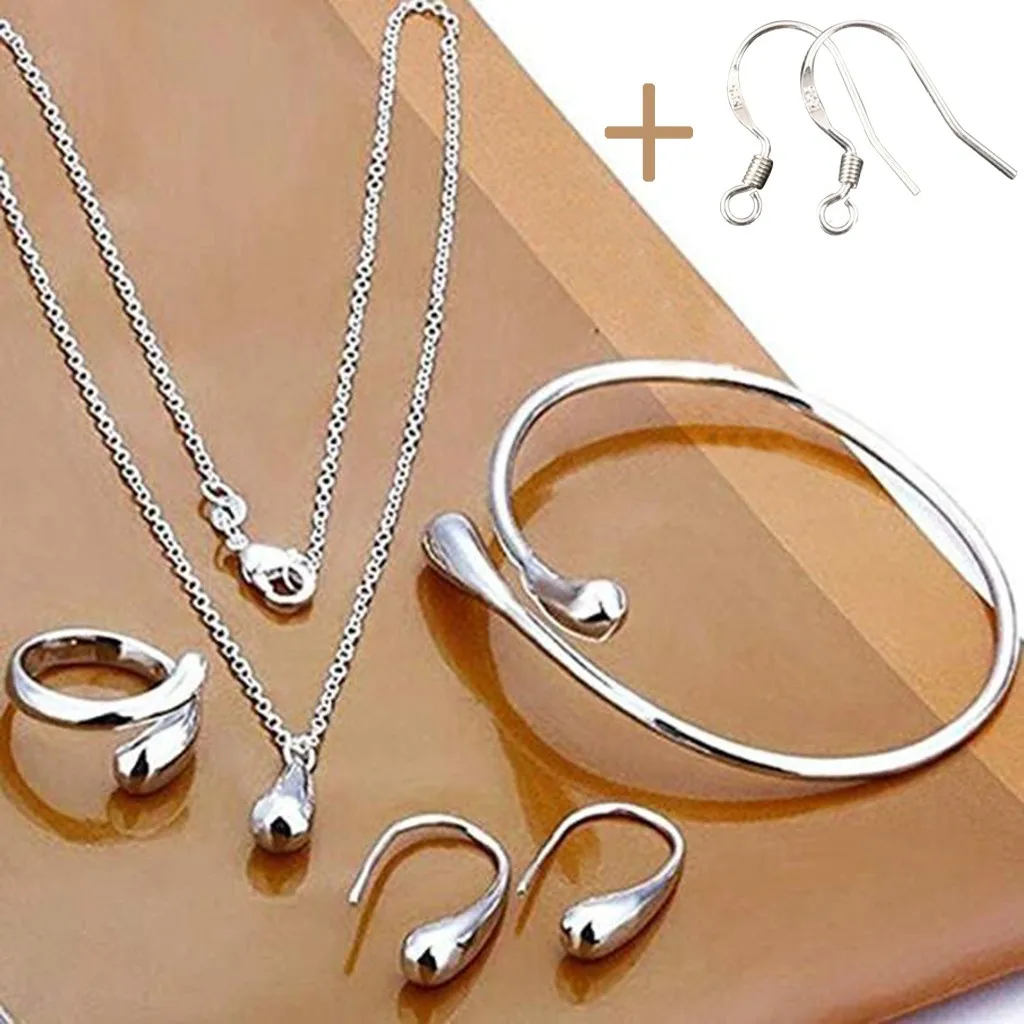 Модные капли воды элегантный свадебный комплект ювелирных изделий ушной крючок