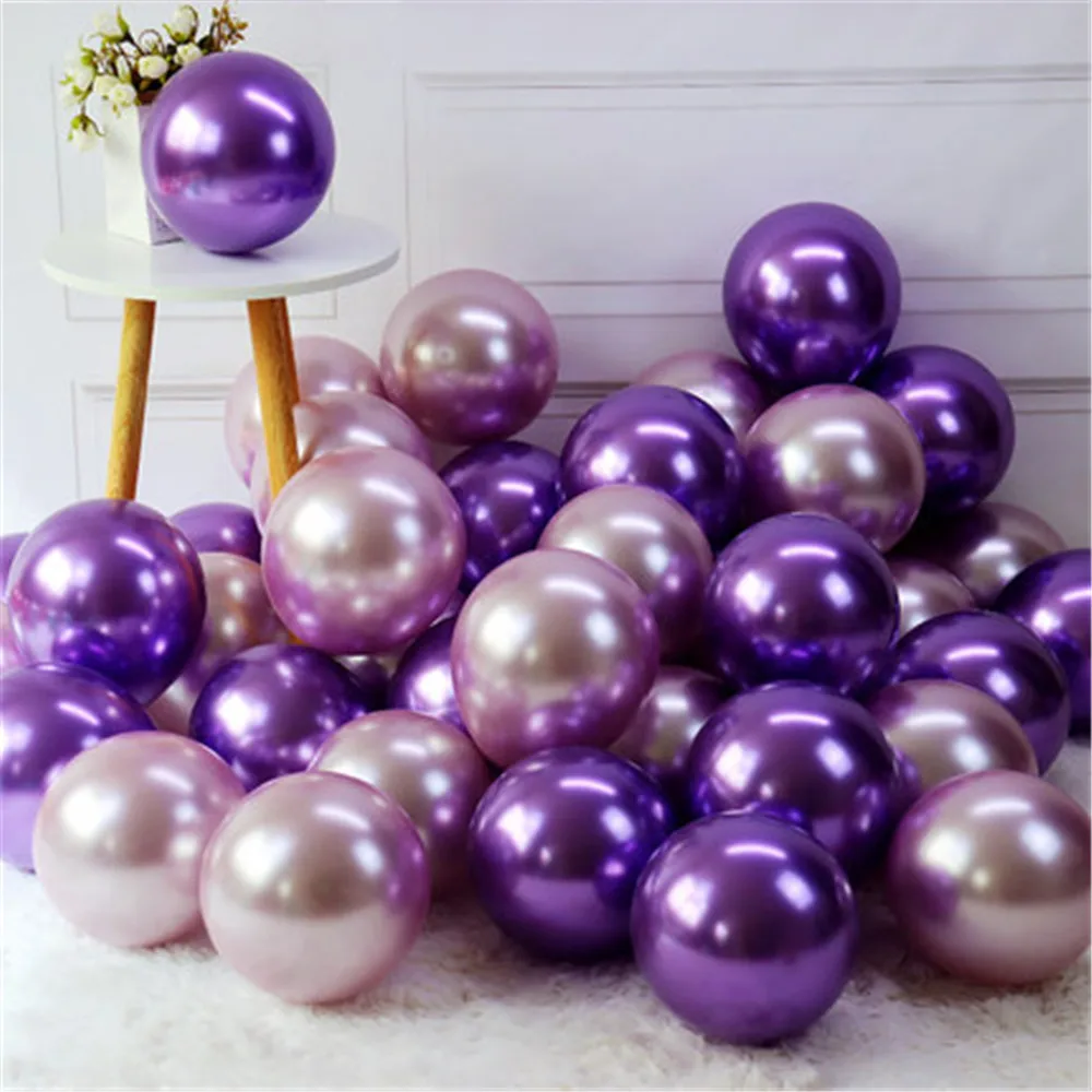 

10pcs 10inch Glossy Metal Pearl Latex Balloons Thick Chrome Metallic Inflatable Balllon Globos Birthday Wedding Party Decoration