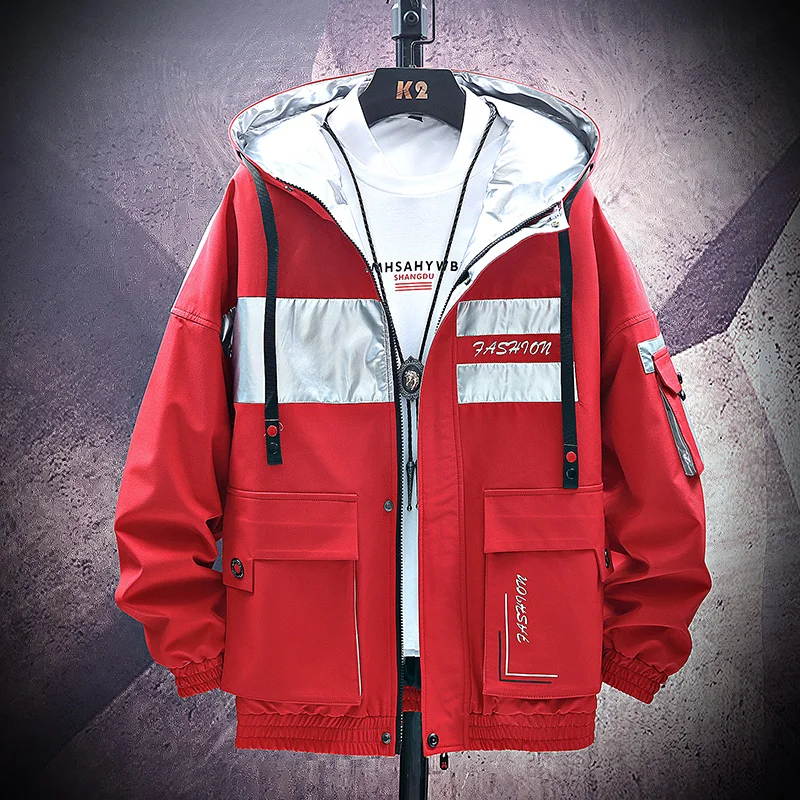 Мужская повседневная куртка бомбер простая спортивная с капюшоном верхняя