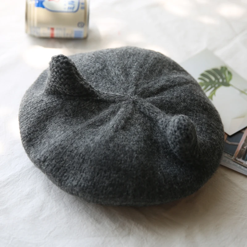 Новости в 2020 году! Красивый шерстяной берет вышитые кошачьи ушки шляпа художника