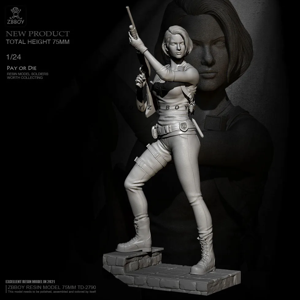 

75mm 1/24 Resin model kits figure beauty colorless and self-assembled TD-2790