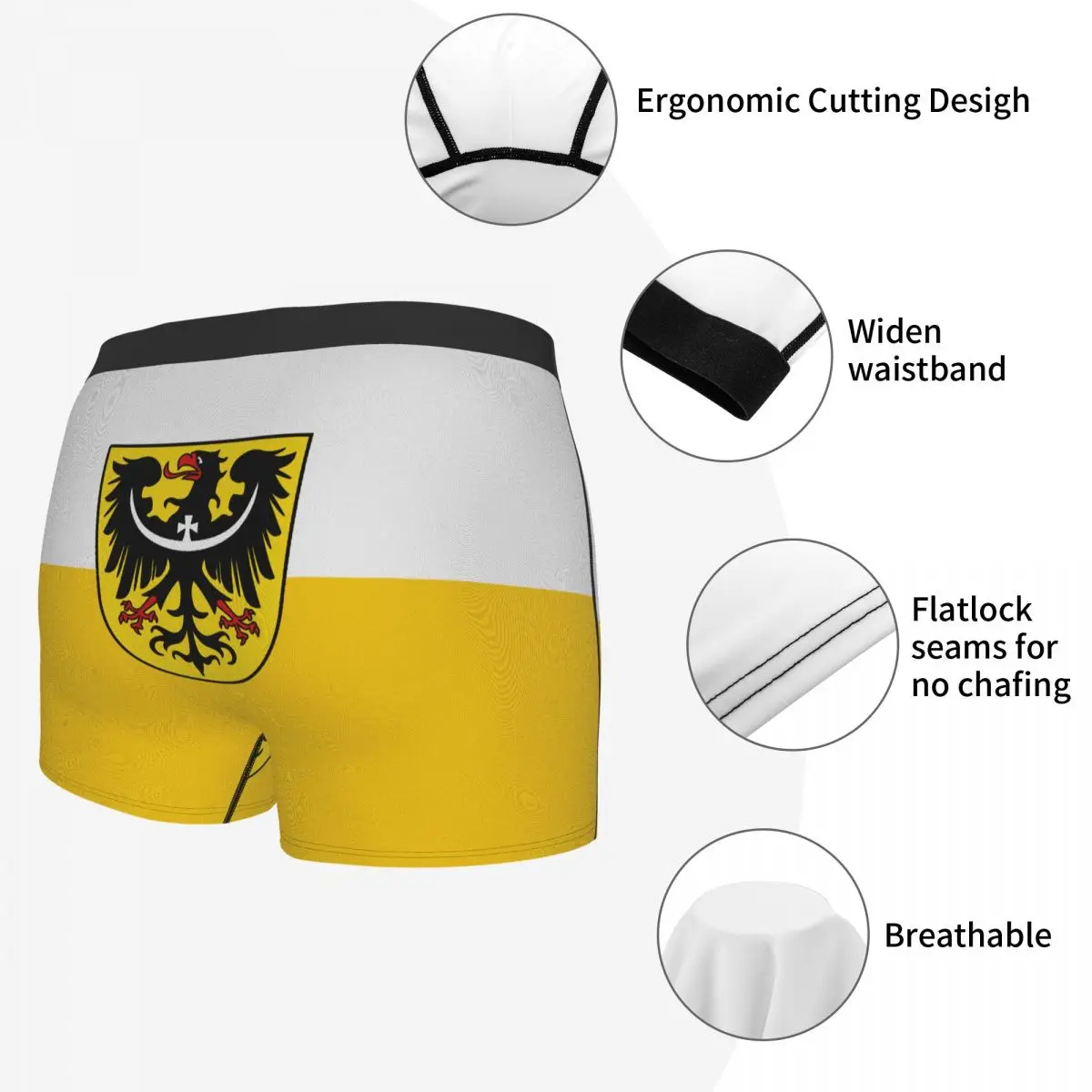 Flag Of Silesia And Lower Silesia (with Eagle) Men's Boxer Briefs German states Funny Joke Men's boxer leggings