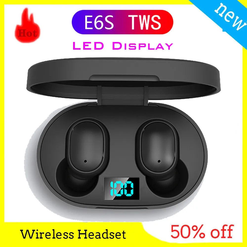 E6S наушники вкладыши TWS Bluetooth 5 0 Наушники Беспроводные светодиодный дисплей hi fi