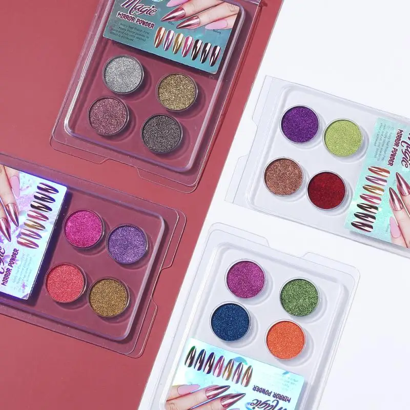 Маникюрный набор из твердого порошкового зеркала 4 цвета лазерный порошок Авроры