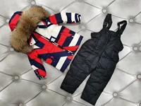 brand 2021 winter jacket children down jackets pant duck down fur hooded girl snowsuit boy suit set outerwear ski