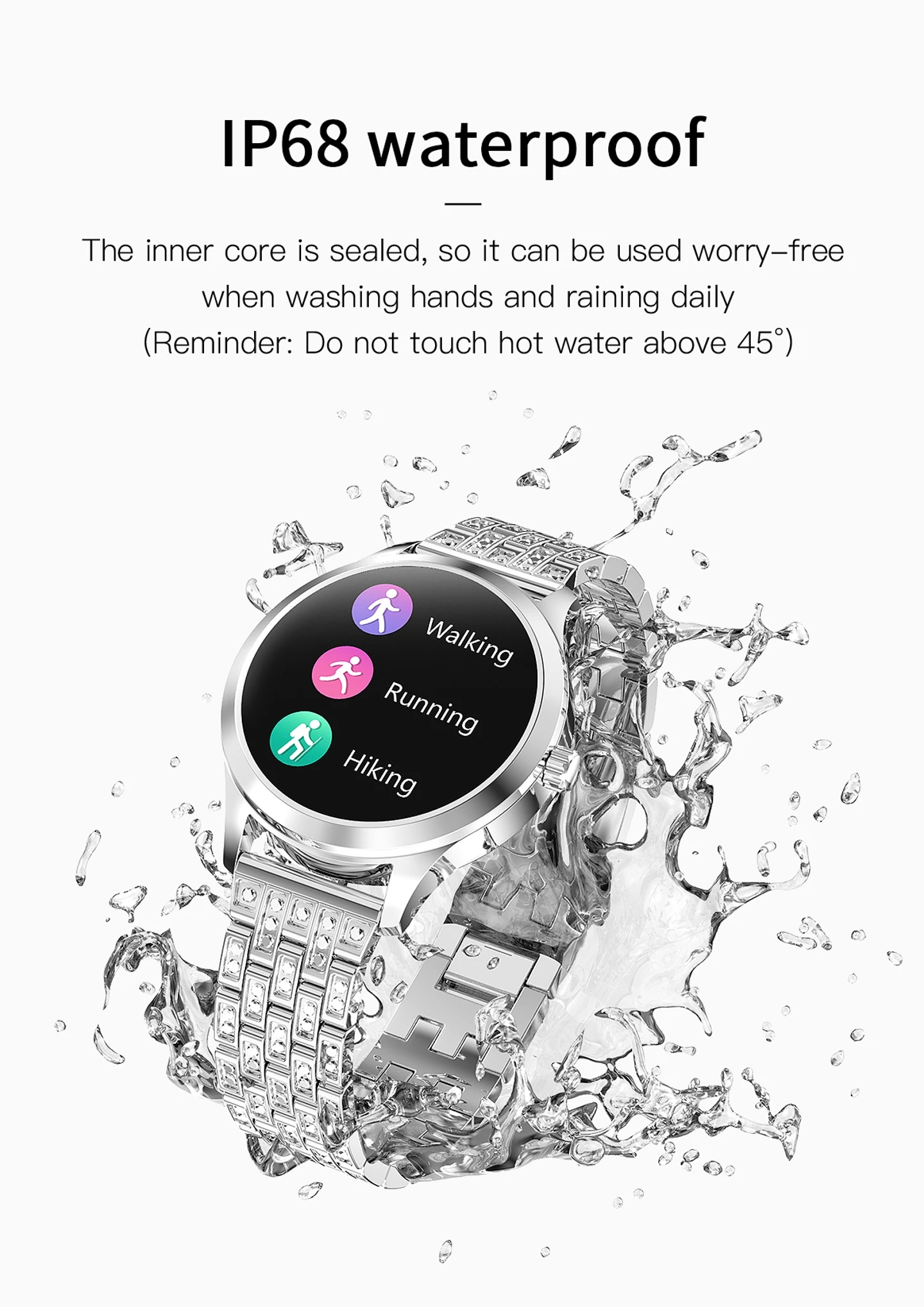 feooe smart watch women diamond strap diy watch stainless steel smart watch for women ip68 waterproof wearable devices free global shipping
