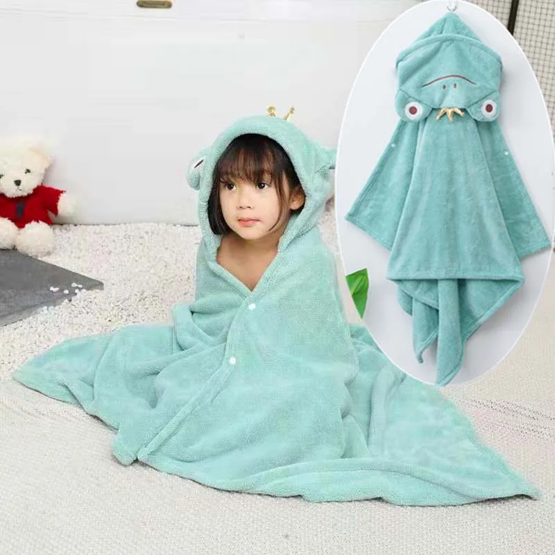 

Children's Bath Towel Cartoon Coral fleece Bathrobe Cloak Beach Towel Strong Water Absorbent Quick-drying Sleepwear Homewear