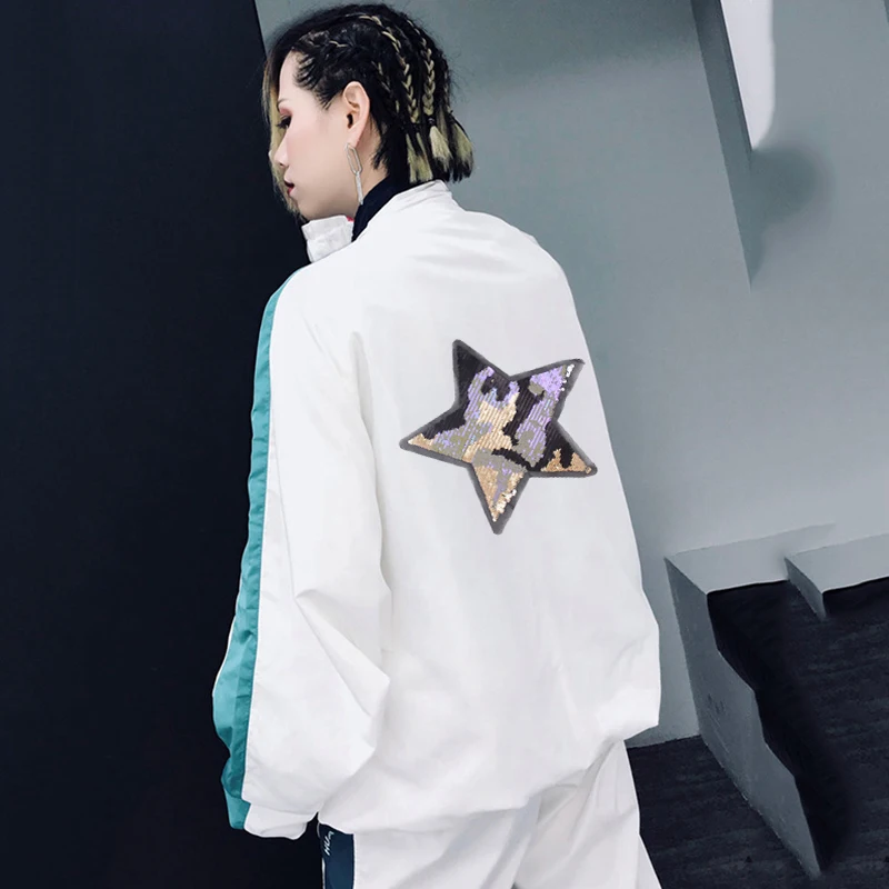 Камуфляжные нашивки Prajna в виде пентакли двусторонние Меняющие цвет блестки для