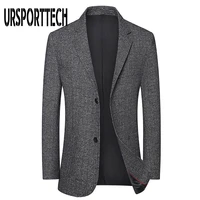 ursporttech men blazer oversize business casual slim fit suit jacket male plaid blazer men coat terno masculino plus size