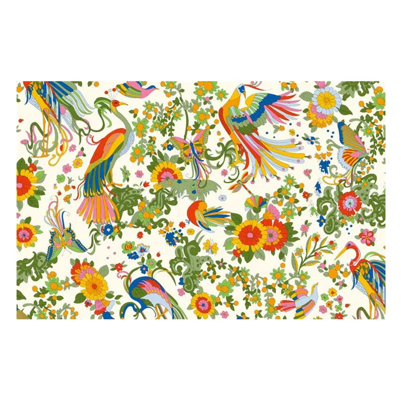 

Phoenix printed polyester fabric cloth 145 cm width custom shirt dress women's handmade DIY fabric alibaba express