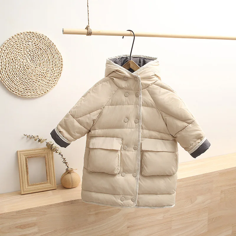 

New baby boy girl down jacket Autumn winter hooded thick kids coat outewear fashion warm long toddler jackets infant clothing