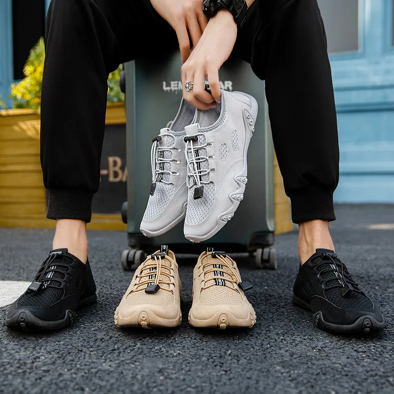 

2021 Summer New Men's Shoes Fashion Lightweight Trend Shoes Mesh Breathable Comfortable Casual One-step Sneakers