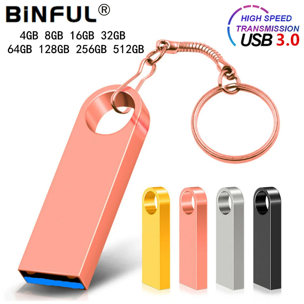 

BiNFUL Pen Drive USB 3.0 Waterproof Usb Flash Drive Stick 4G 8G 16G 32GB 64GB 128GB 256GB 512GB Pendrive Metal Flash Memory Card