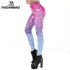 Женские легинсы с принтом мандалы, синие легинсы для тренировок с эффектом омбре, Модные Повседневные Женские легинсы с высокой талией для фитнеса, NADANBAO
