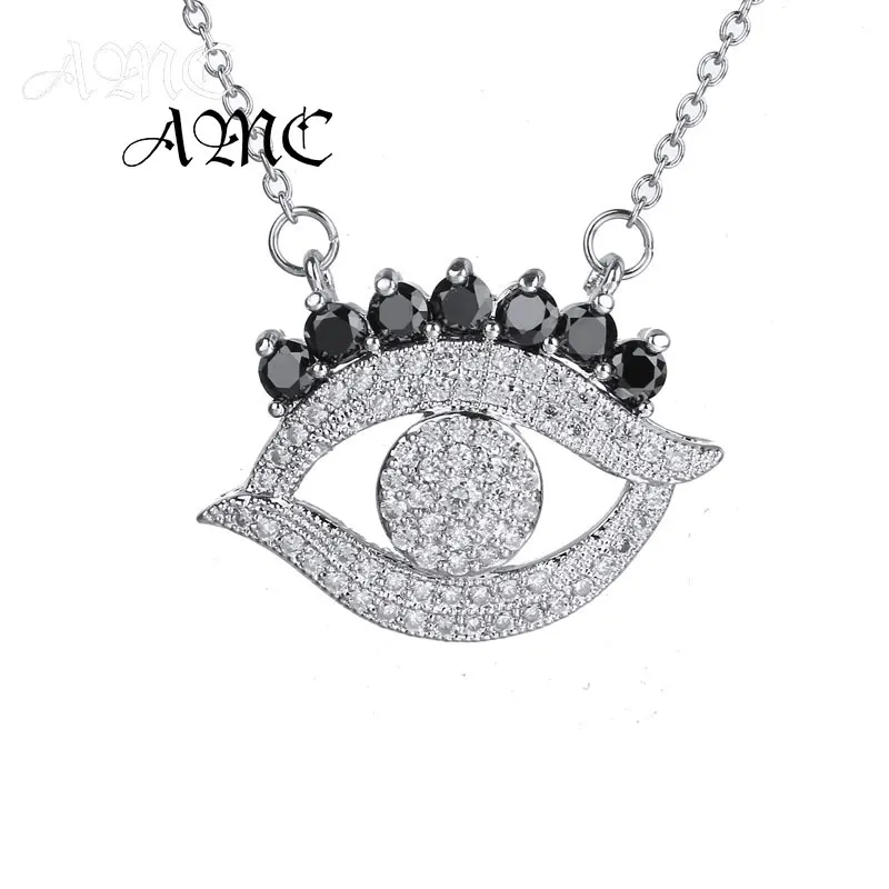 

AMC Black and White Devil Eyes Beaded Choker Necklace Hip Hop Iced Out Turkish Evil Eyes Pendant Jewelry For Women And Men