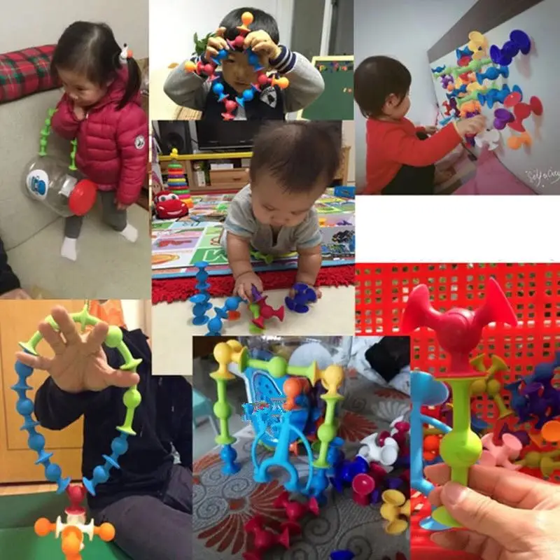 

16-48pcs/set Pop Little Suckers Assembled Sucker Suction Cup Educational Building Block Toy Girl&Boy Kids Gifts Fun Game
