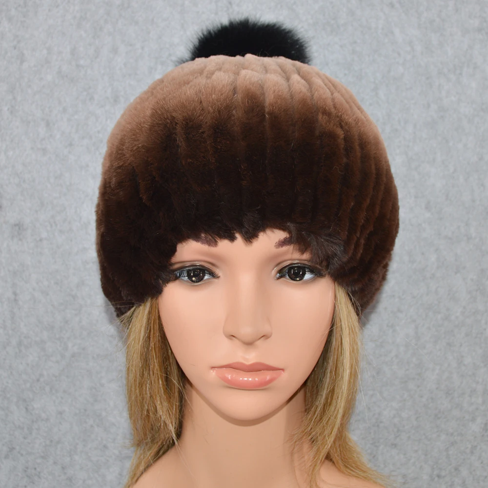 Новое российское изобретение женские натуральный шапка из меха кролика рекс