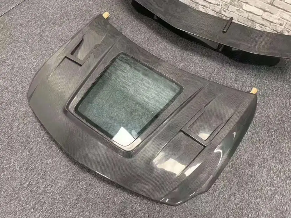 Карбоновое волокно прозрачное стекло переднего бампера двигателя капот