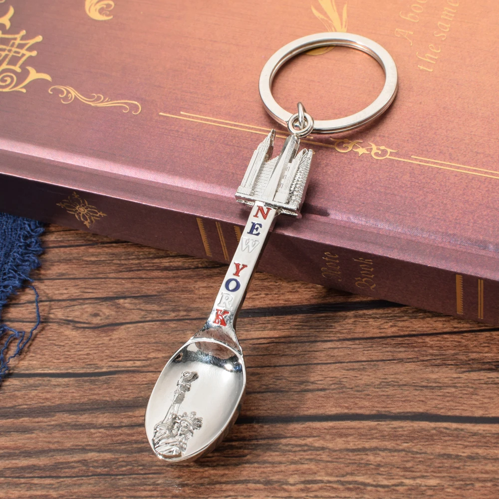 Нью Йорк Статуя Свободы тиснение шаблон брелок США известное здание серебряный