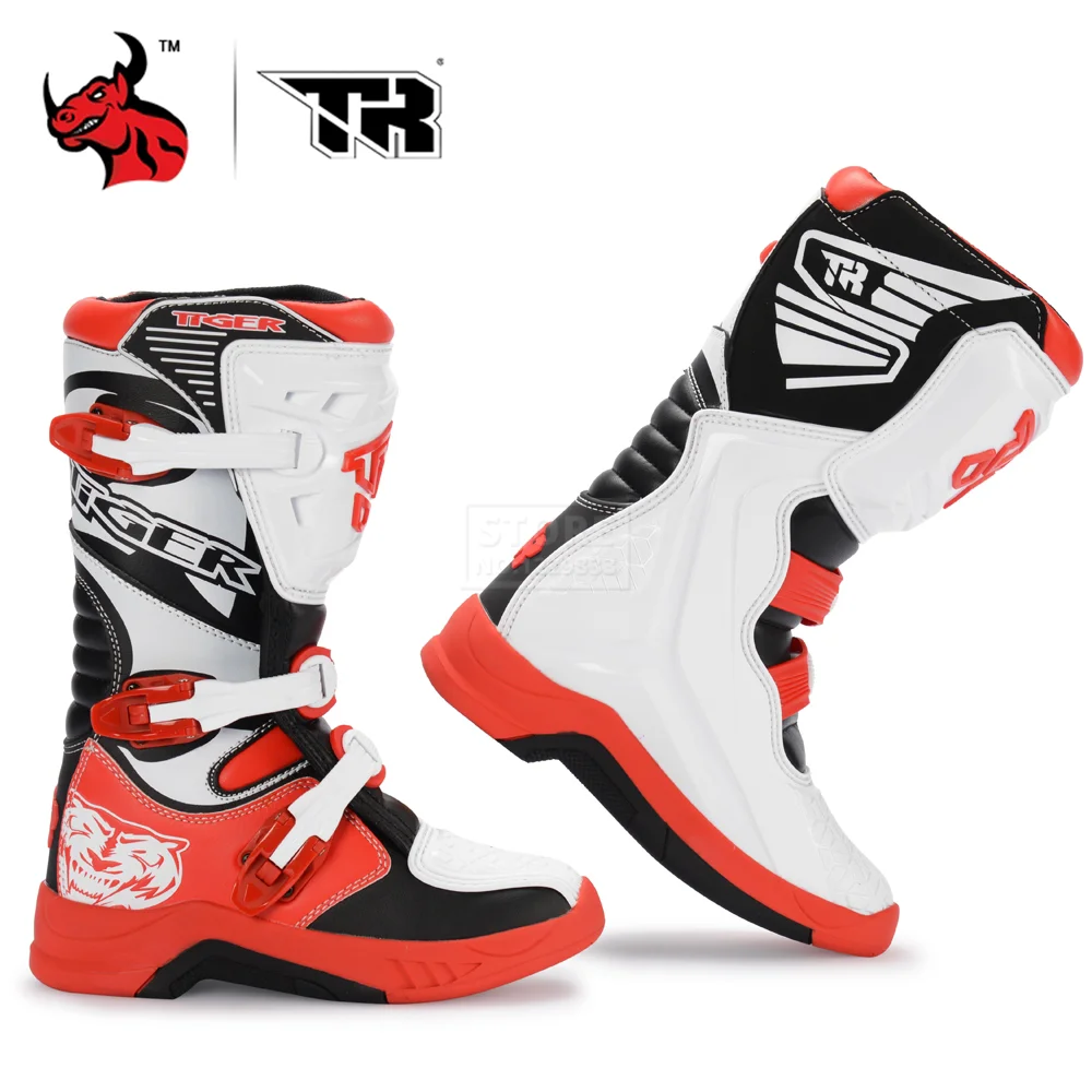 

Белые мотоциклетные ботинки для детей, мотоциклетные ботинки с защитой от падения, Детские гоночные ботинки для мотокросса, мужские мотоци...