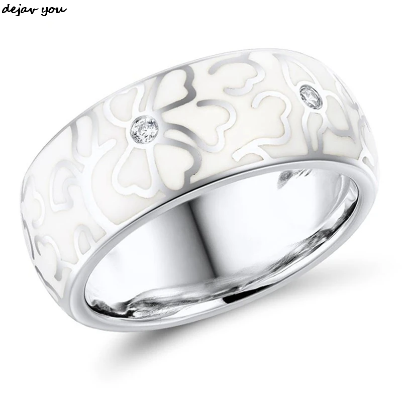 Женское керамическое кольцо ручной работы Personalizty элегантное с белыми цветами