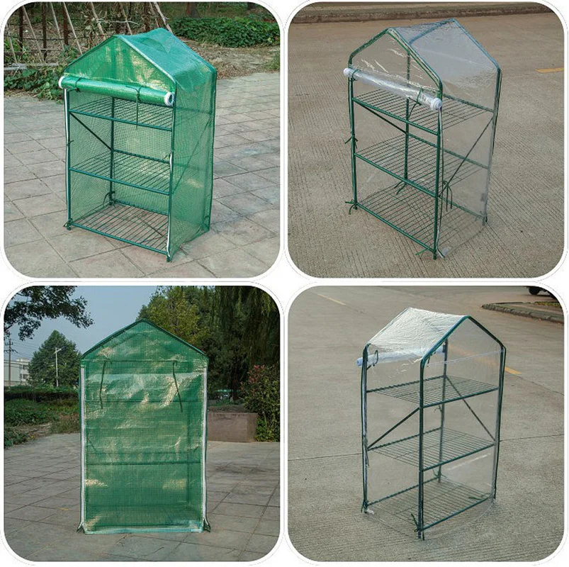 AULAYSED 120x70x46 см 3 яруса кружевных мини-теплица с полиэтиленовая Крышка-н-ролл обувь на каблуках со шнуровкой и застежкой-молнией; двери Водонепроницаемый фетровые шляпы Портативный тепличная палатка