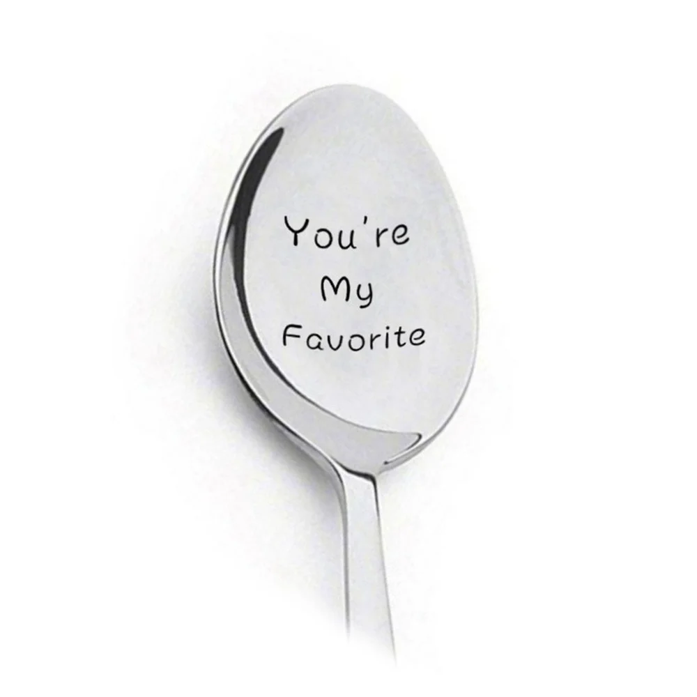 

Valentines Day Gift 2 Pcs Stainless Spoon Wedding Party His and Hers Anniversary Gifts Personalized Engraving Tableware