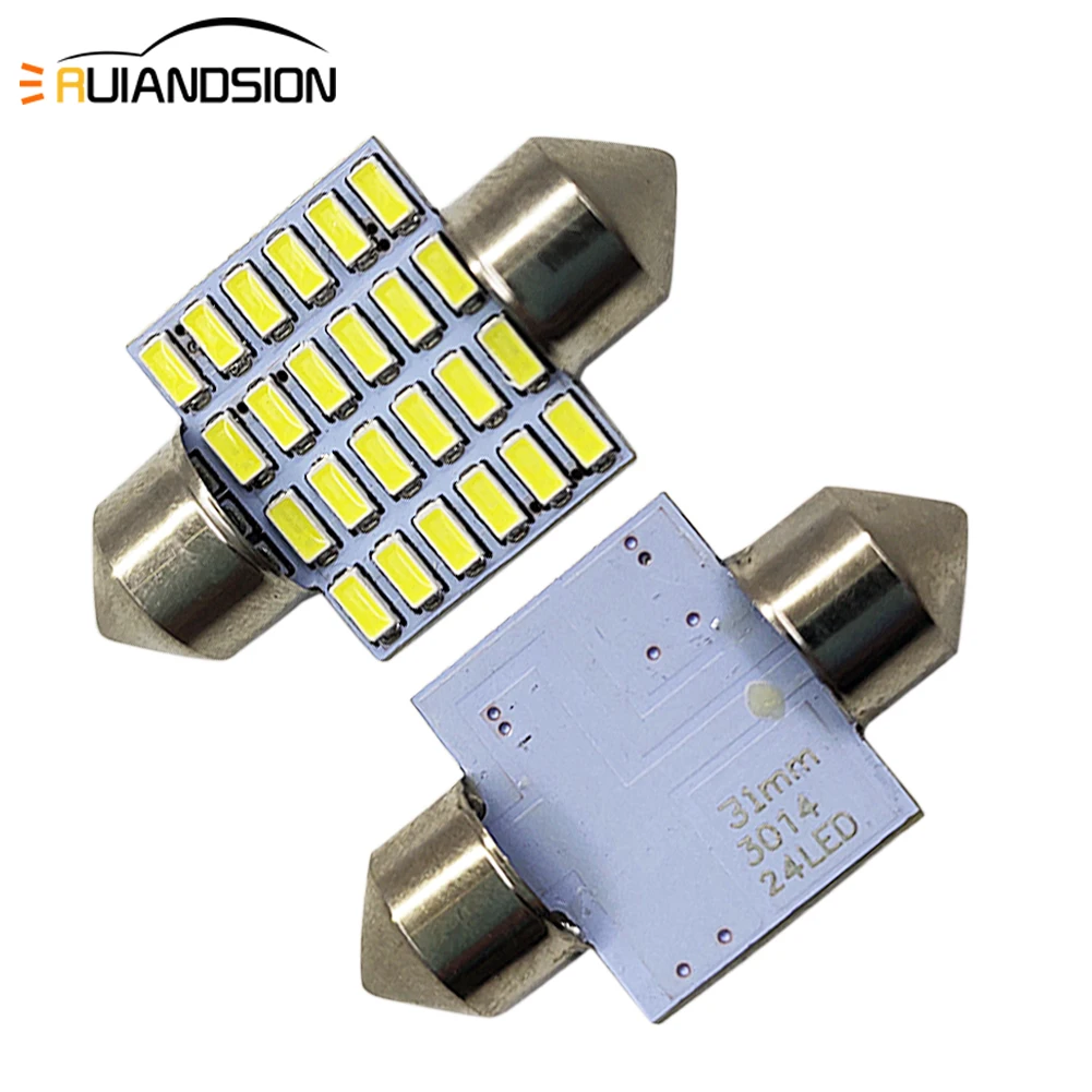 4 шт. 28 мм 31 36 FESTOON автомобильные лампы 24smd 3014 чипы C5W дневные ходовые огни 12V Белый