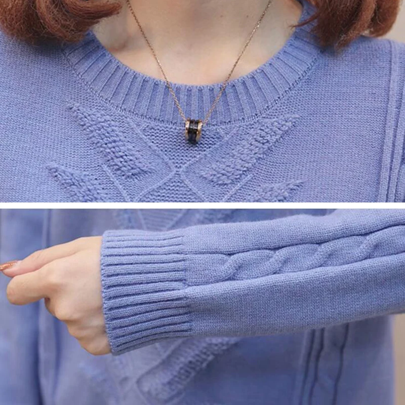 TIGENA Thicken Warm Loose O-neck Sweater Women 2019 Autumn Winter Long Sleeve Knitted Pullover Female Jumper Tops | Женская одежда