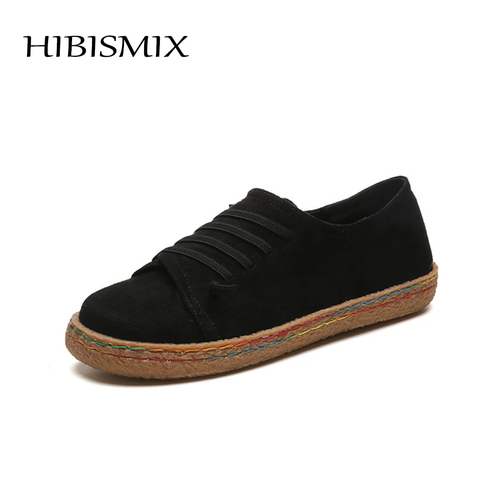 HIBISMIX/женские лоферы большого размера Повседневная обувь без шнуровки с круглым