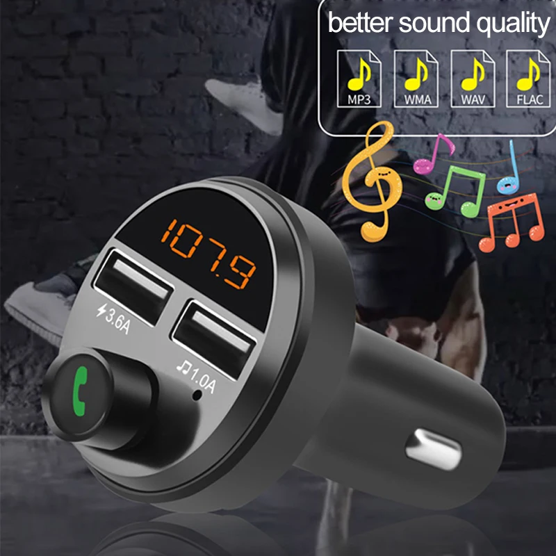 FM Transmitter Car Bluetooth 5.0 Dual USB Fast Charger Hands-Free Phone Audio Receiver Automatic MP3 Player Universal | Автомобили и