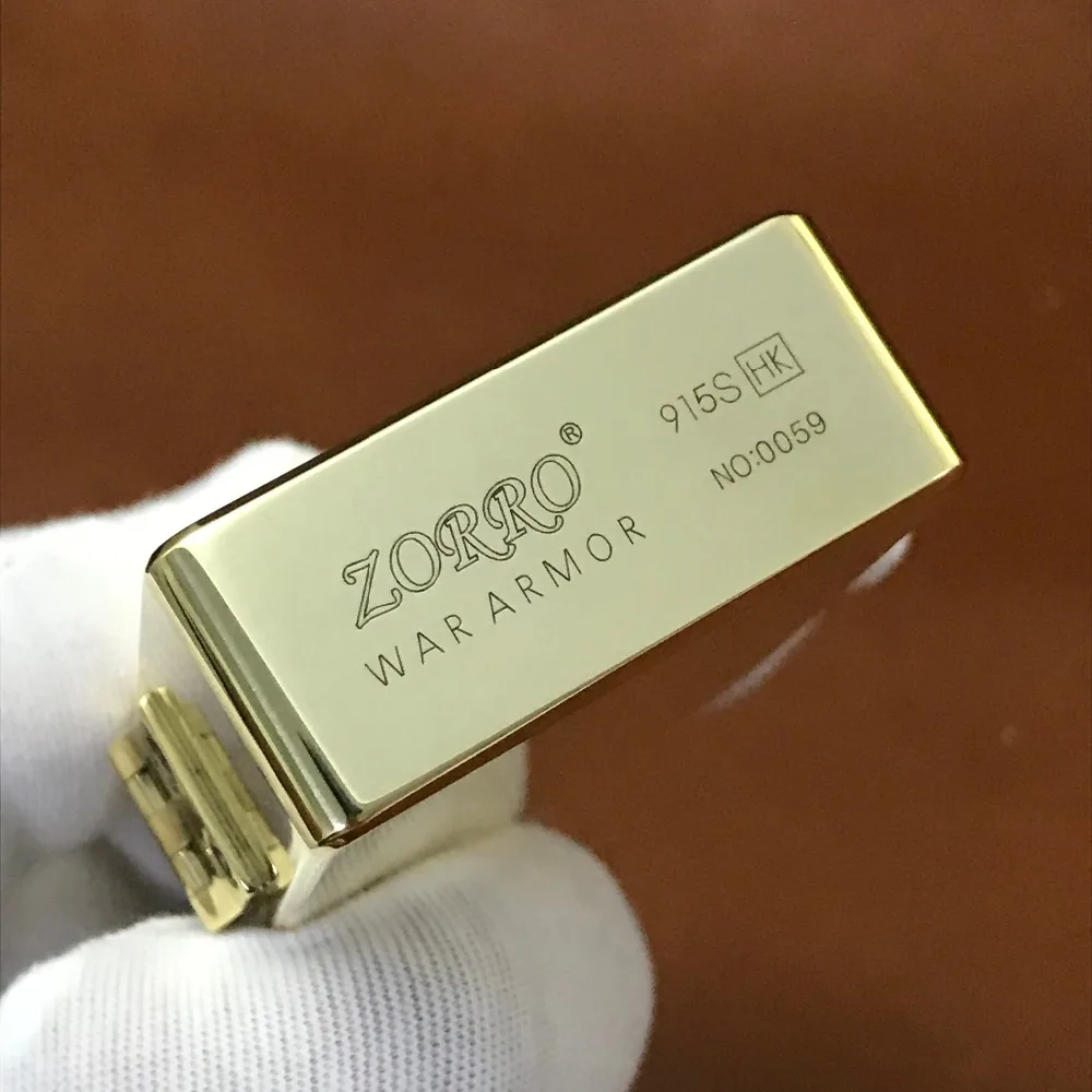 WZH смотреть видео Зоро 915 щит Керосин Зажигалка латунь Тяжелая Броня пятисторонняя лазерная гравировка милая девушка