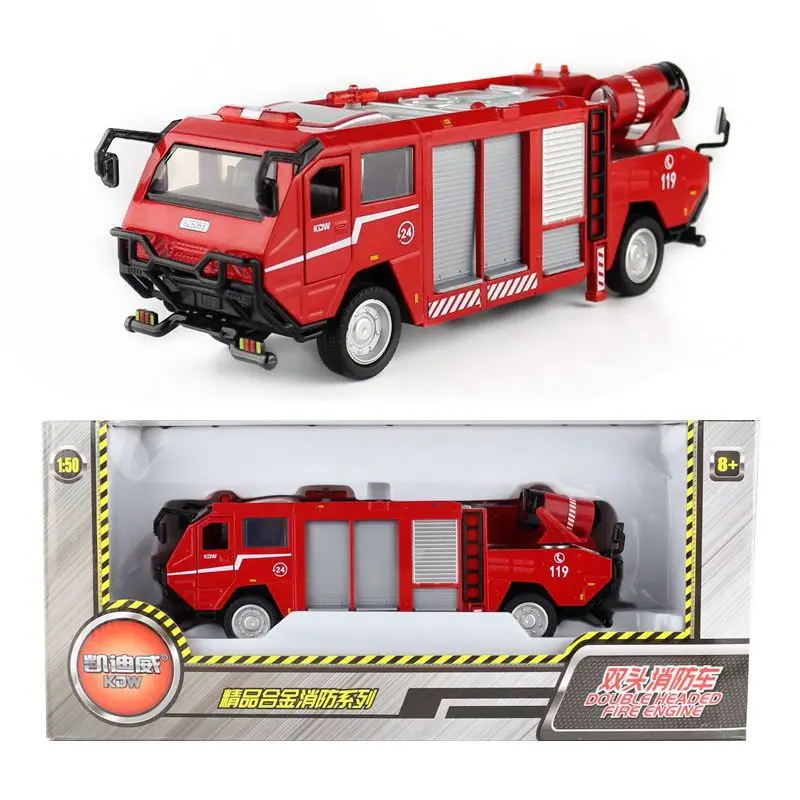 

Cadeve Alloy Engineering Vehicle Metal Model 1:50 Double Headed Aerial Ladder Fire Truck Children Toy Car Gift Box