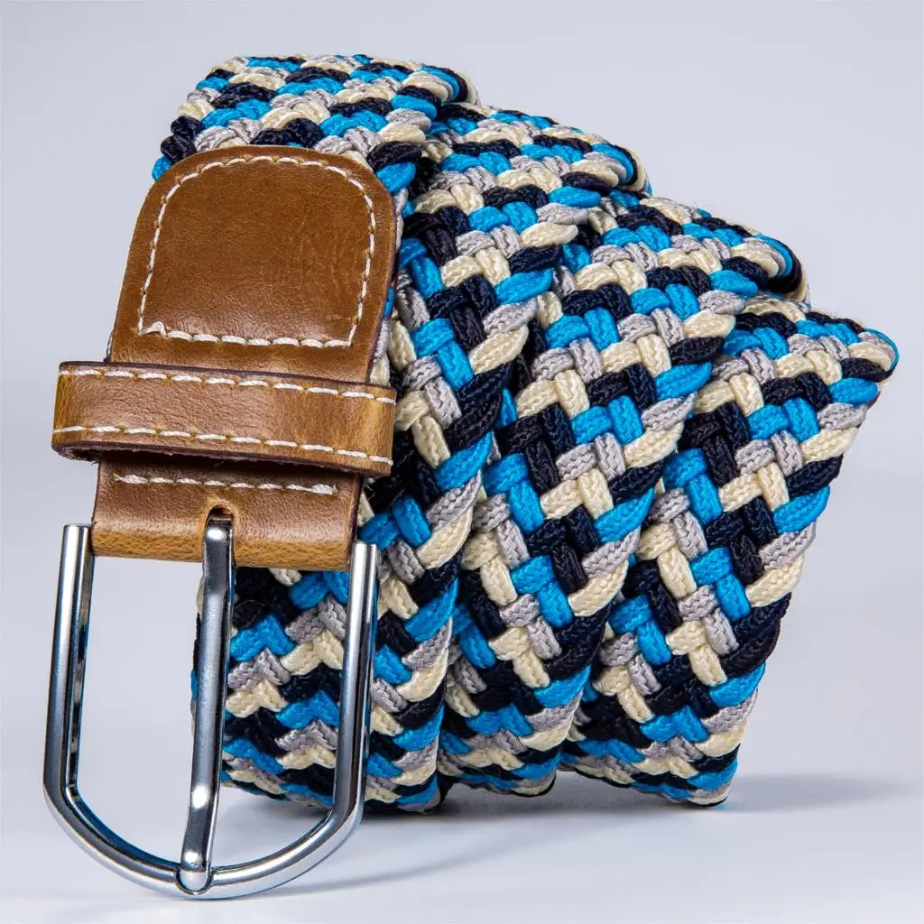 BRPD-0099 Hi-Tie мужской женский эластичный пояс для джинсов зеленый красный полосатый эластичный холщовый ремень ковбой Повседневный вязаный Плетеный длинный ремень 3,5 см - Цвет: BRPD-0099