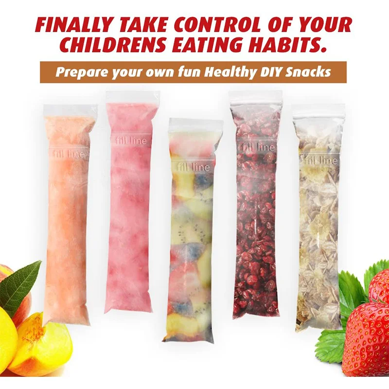 100PCS Ice Popsicle Molds Bags Disposable Candy Tube Zip-Lock Pouch Freeze Pops Dropshipping | Дом и сад