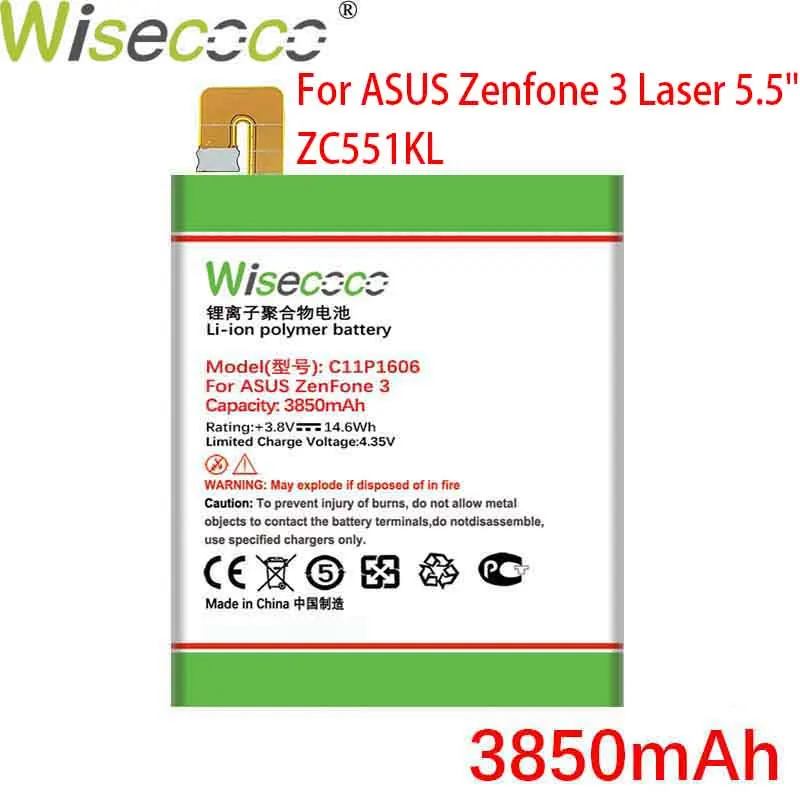 Новый аккумулятор WISECOCO C11P1606 3850 мАч для ASUS Zenfone 3 Laser 5 дюйма ZC551KL высокое качество +