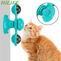 hilife cat play game toys puzzle training whirling turntable with brush windmill toys for cats pet kitten interactive ball toys