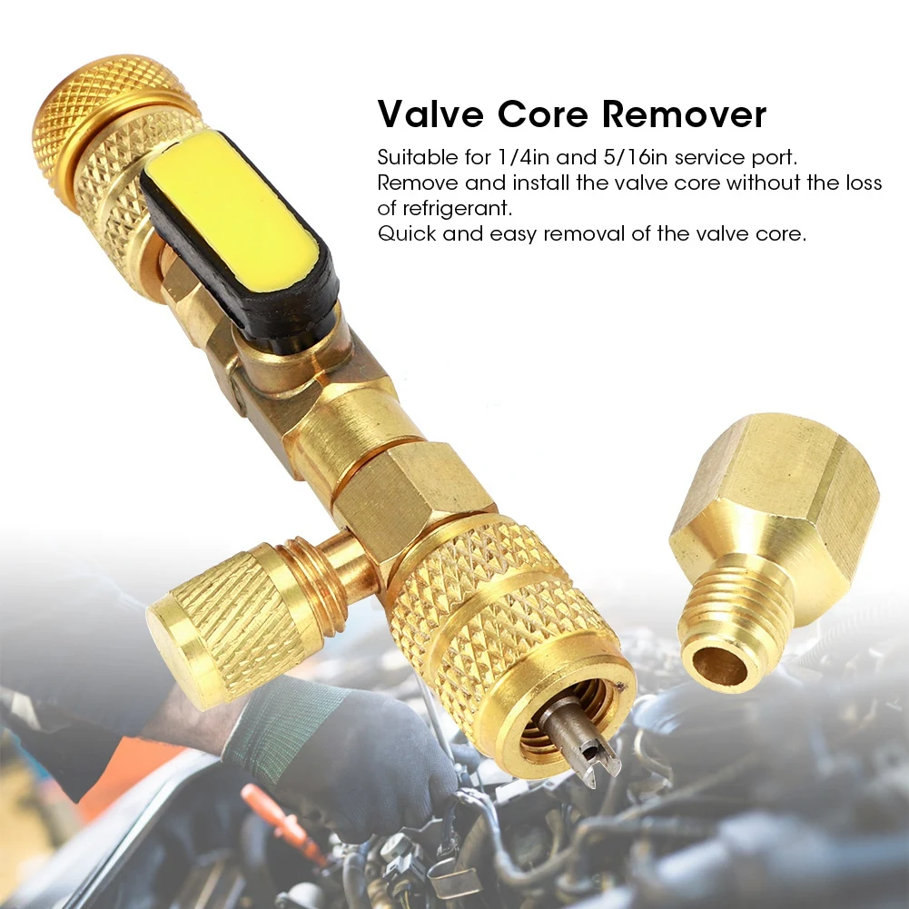 

Valve Core Remover Tool 1/4in 5/16in Service Ports for HVAC/AC/Schrader Disassembly