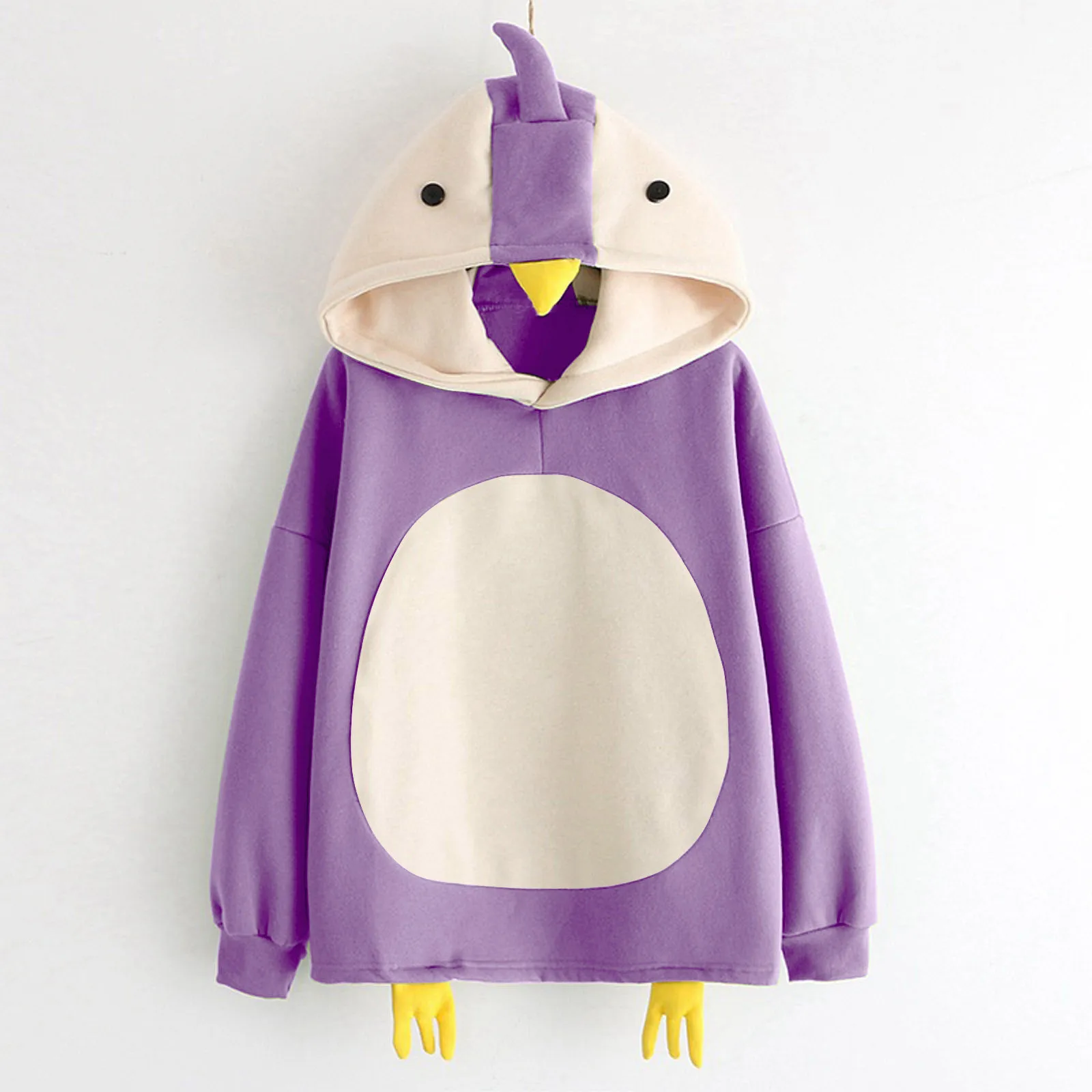 Women Sweatshirt Chick Print Autumn Korean Style Kawaii Oversized Hooded Long Sleeve Lovely Teens Girls Hoodies Sudaderas