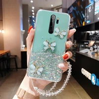 ultra thin cute bling glitter lanyard silicone phone case for xiaomi redmi note 10 9 s 8 mi 12 11 t lite pro luxury rope cover