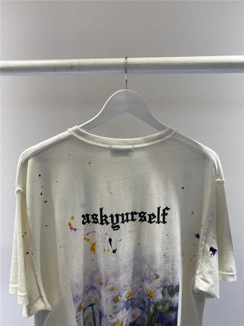 Tie Dye ASKYURSELF Daisy T Shirt Men Women 1:1 Best Quality T-shirt Tee Graffiti Tops | Мужская одежда