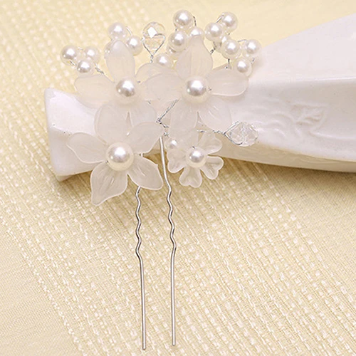 1 шт. свадебная заколка для волос с цветами и искусственным жемчугом белая