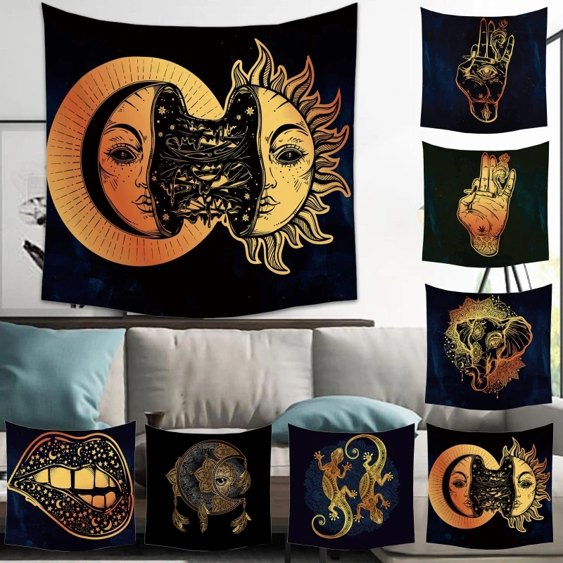 

Wall Hanging Tapestry Bed Sofa Cover Medieval Decor Celestial Mystic Art Tapestry Bedroom Carpet Home Room Decor Beach Mat