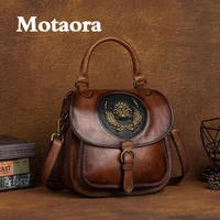 motaora fashion womens cowhide backpack vintage 4 color shoulder bag female retro travle large capacity bag ladies phone bags