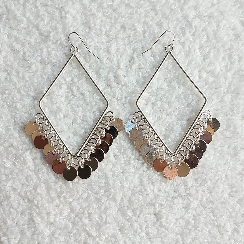 Новинка 2019 трендовая Серебряная монета висячие серьги с кисточками для женщин