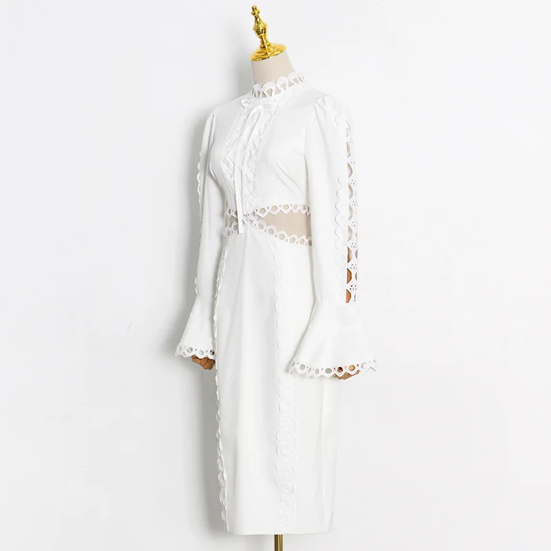 Женское облегающее платье-миди черное белое платье с вырезами на талии вечернее