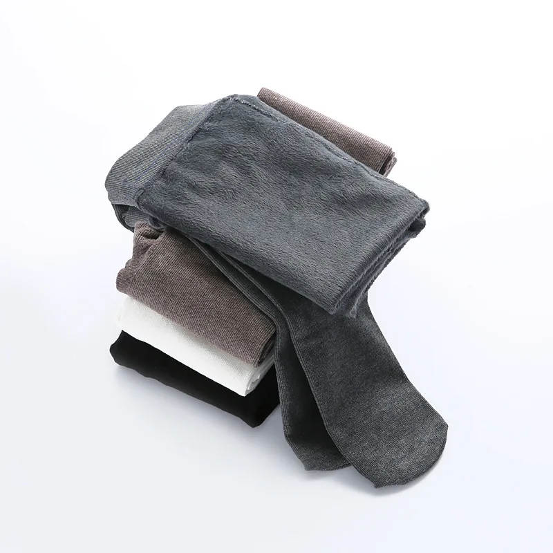 

2020 New Autumn Winter Cotton Vertical Stripes Pantyhose Children's Socks With Feet Plus Cashmere Warm Bouncy Baby Girls Socks