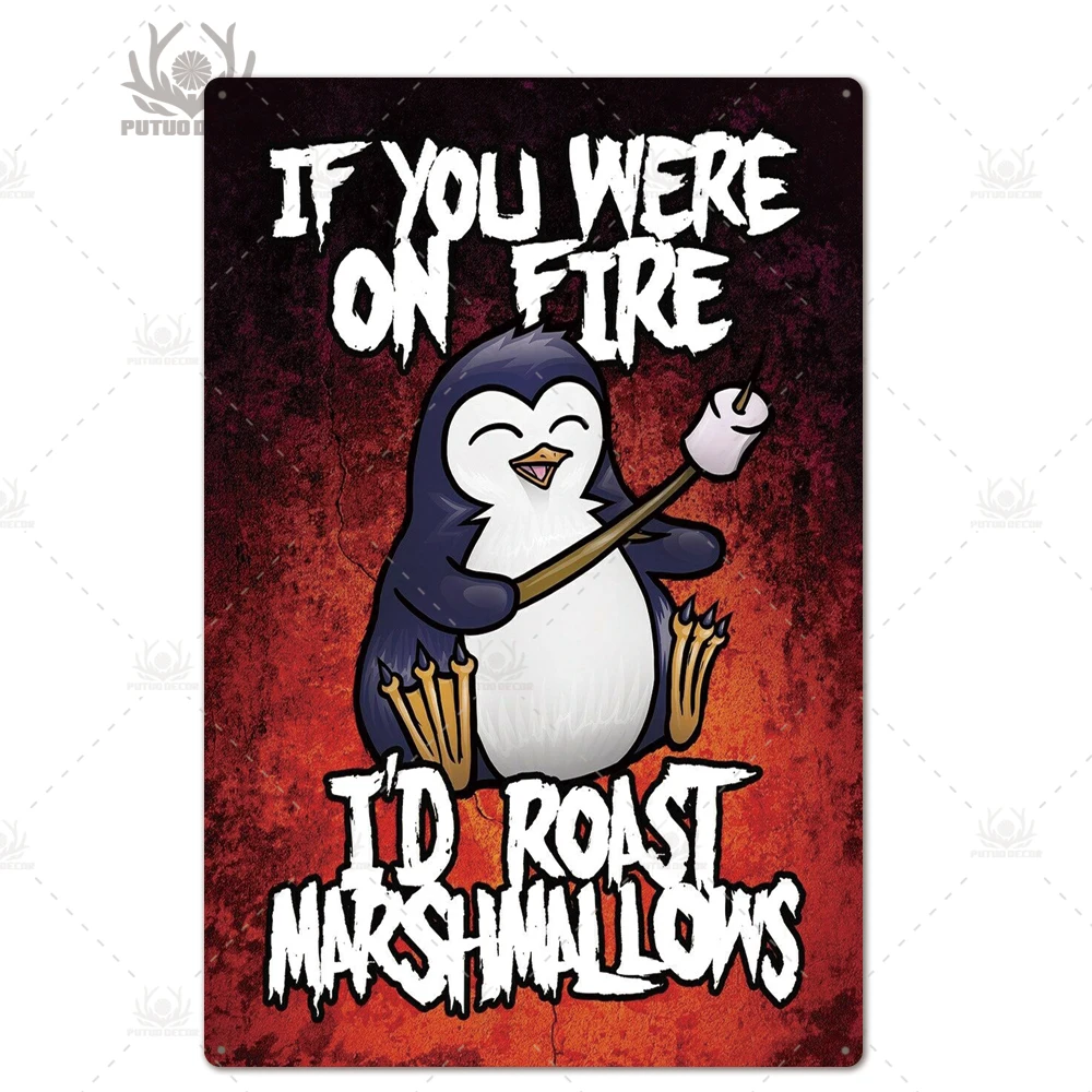 TH3028 Crazy Penguin металлический плакат Забавный металлический оловянный знак железная Живопись Домашний Декор декоративная металлическая тарелка Настенный декор - Цвет: TH3028